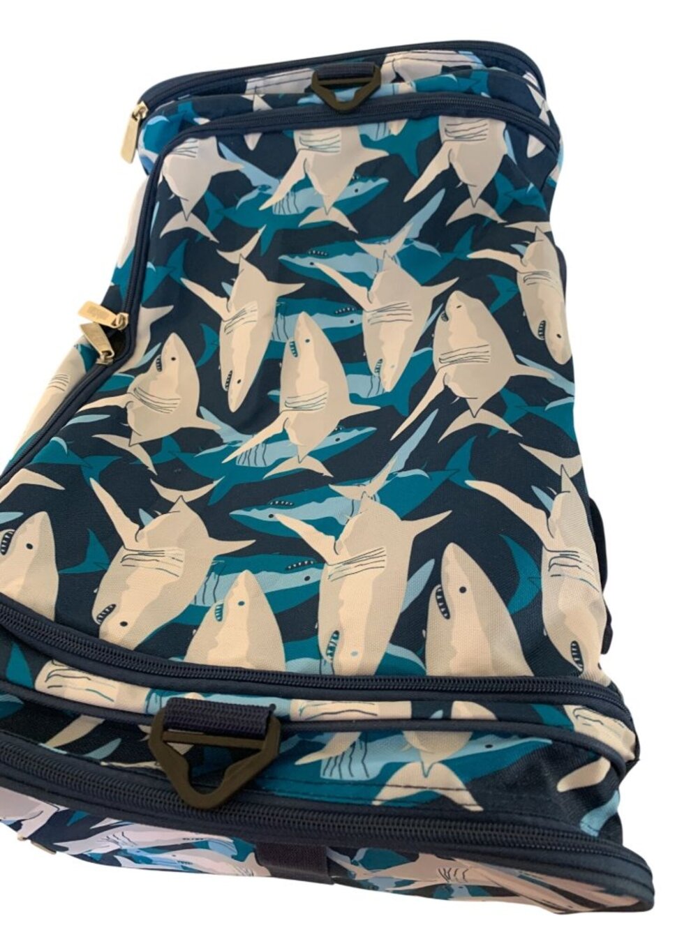 Wildkin  Shark Print Duffel Bag With Shoulder Strap & Zippered Compartments